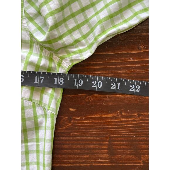 J.McLaughlin Checkered Button Up Shirt Sz 0 Pistachio Green Designer Luxury - Picture 10 of 13